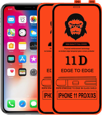 Rofix star Edge To Edge Tempered Glass for Apple iPhone X(Pack of 2)