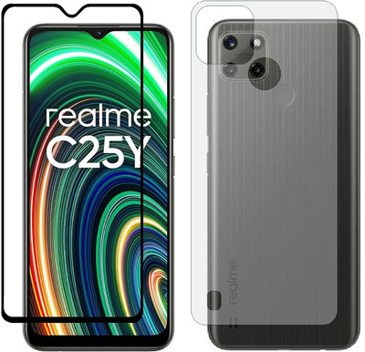4 YARDS Front and Back Tempered Glass for Realme C25y(Pack of 1)