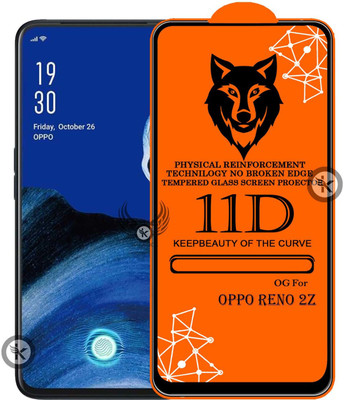 Kreatick Tempered Glass Guard for 11D Tempered Glass Screen Protector for Oppo Reno-2Z|With Easy Installation Kit Full Adhesive Glass(Pack of 1)