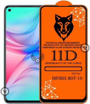 Kreatick Tempered Glass Guard for 11D Tempered Glass Screen Protector for Infinix hot-10|With Easy Installation Kit Full Adhesive Glass(Pack of 1)