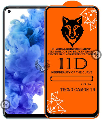Kreatick Tempered Glass Guard for 11D Tempered Glass Screen Protector for Tecno Camon-16 |With Easy Installation Kit Full Adhesive Glass(Pack of 1)