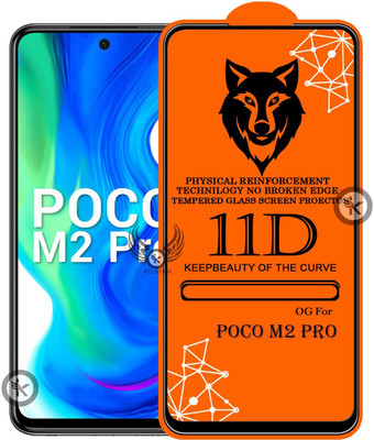 Kreatick Tempered Glass Guard for 11D Tempered Glass Screen Protector for Poco-M2 Pro|With Easy Installation Kit Full Adhesive Glass(Pack of 1)