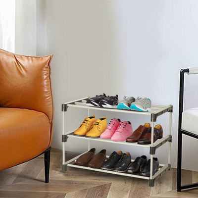Flipkart Perfect Homes Studio Metal Shoe Stand(DARK BLACK, 3 Shelves, DIY(Do-It-Yourself))