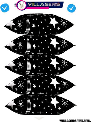 VILLAGERS Polyester Fibre Abstract Sleeping Pillow Pack of 5(Black)