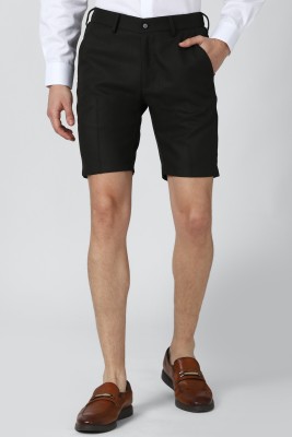 PETER ENGLAND Solid Men Black Regular Shorts