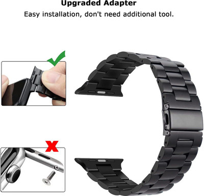 CHG Ultra Stainless Metal Chain Strap Band Compatible for i-Watch Series 7 (45mm)451CS92 Smart Watch Strap(Black)