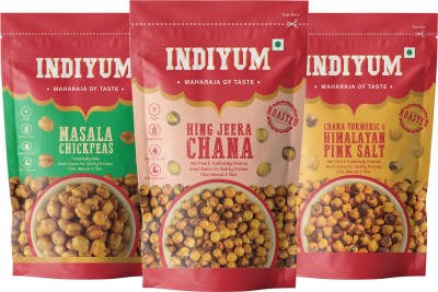 Indiyum Chana Combo Pack Hing Jeera, Masala Chick Pea, Turmeric Himalayan Pink Salt(3 x 120 g)