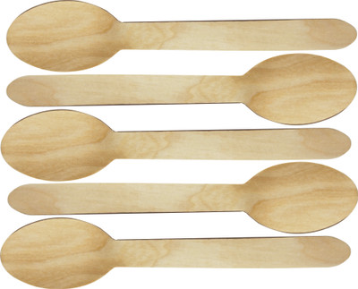 Saneasy Disposable Wooden Table Spoon Set(Pack of 100)