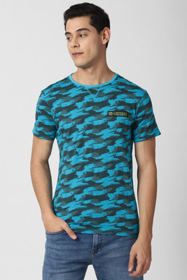 PETER ENGLAND Printed Men Round Neck Green T-Shirt