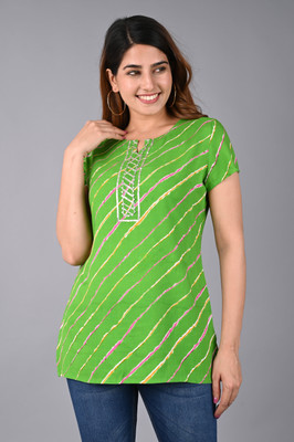 Ankita tex Casual Printed Women Green Top