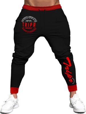 TRIPR Printed Men Black, Red Track Pants