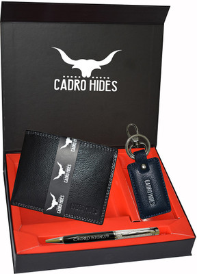 cadrohides Men Casual Black Genuine Leather Wallet(5 Card Slots, Pack of 3)