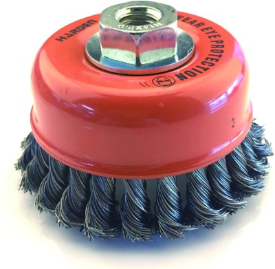 Harden 75MM Cup Twist Wire Drill Brush With Nut for Removing Rust from Metal Surfaces Wheel Brush(Pack of 1)