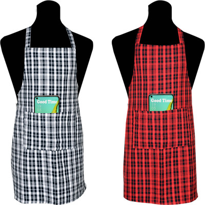 CRAZYWEAVES Cotton Home Use Apron - Free Size(Multicolor, Pack of 2)