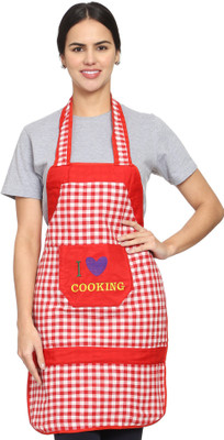 Whitewrap Cotton Chef's Apron - Free Size(Red, Single Piece)