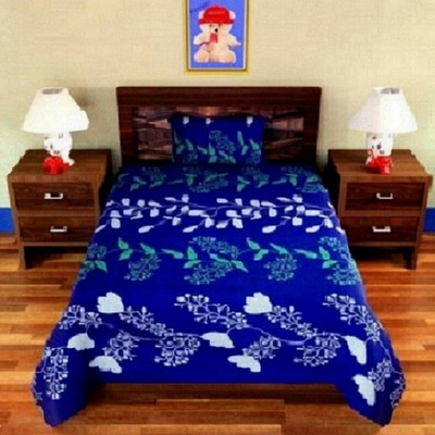 CECARO 159 TC Microfiber Single Printed Flat Bedsheet(Pack of 1, Blue)