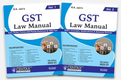 R.K. Jain’s GST Law Manual (Set of 2 Vols.) – Acts, Rules, Forms with Ready Reckoner & 1000 Tips along with SGST, Circulars, Notifications & Advance Rulings | Amended up to 1st February 2022(Paperback, R.K. Jain)