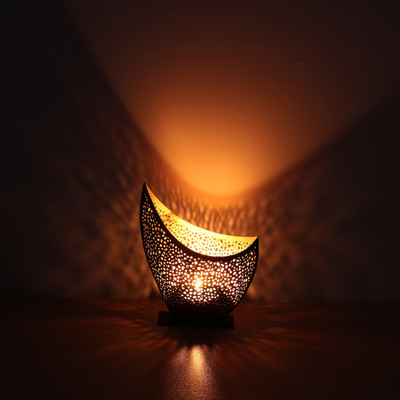 DULI Divine Shadow Fancy TeaLight Candle Holder in Metal Tea Light for Home Décor Iron 1 - Cup Tealight Holder(Black, Pack of 1)