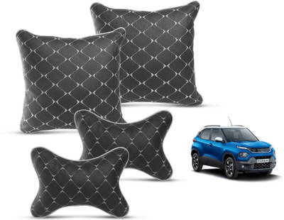 MOCKHE Black Leatherite Car Pillow Cushion for Tata(Square, Pack of 4)