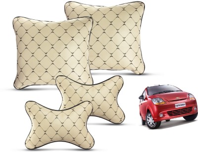 MOCKHE Beige Leatherite Car Pillow Cushion for Chevrolet(Square, Pack of 4)