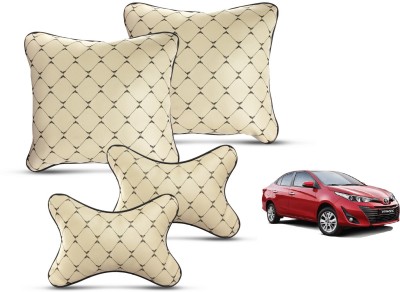 MOCKHE Beige Leatherite Car Pillow Cushion for Toyota(Square, Pack of 4)