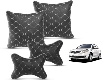 MOCKHE Black Leatherite Car Pillow Cushion for Maruti Suzuki(Square, Pack of 4)