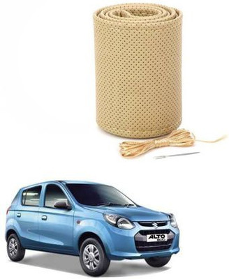 ELECTRIBLES Hand Stiched Steering Cover For Maruti Alto 800(Beige, Leatherite)