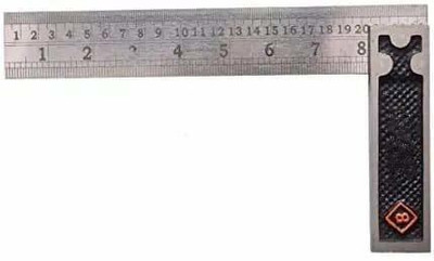 ASAONE Carpenter try square with 8 inch steel ruler scale heavy duty 90 degree. Tri-Square(Pack of 1)