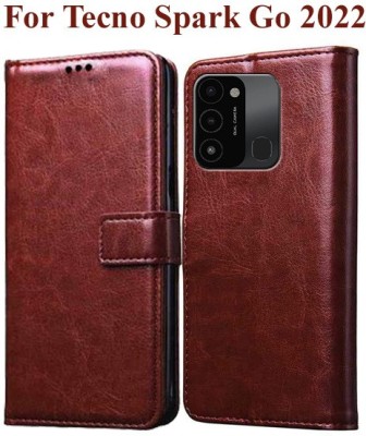 Mehsoos Flip Cover for Tecno Spark Go 2022(Brown, Dual Protection, Pack of: 1)