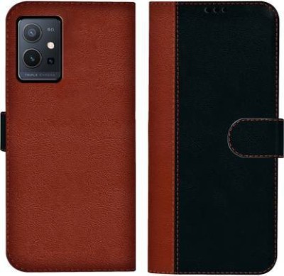 Mycos Flip Cover for Vivo T1 5G(Black, Brown, Camera Bump Protector, Pack of: 1)