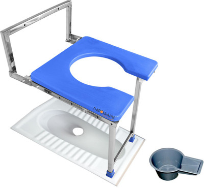 NEOSAFE Stainless Steel Wall Mount Commode Stool Commode Chair(Blue)