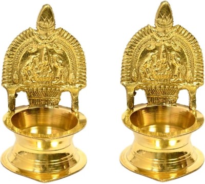 Magic's Max BRASS KAMASHI DIYA SET OF 2 Brass (Pack of 2) Table Diya Set(Height: 4 inch)