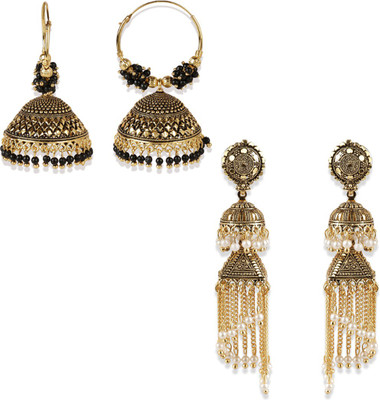 Anika's Creation PartyWear Meenakari Designed Round Shaped Jhumka Earring For Women combo of 2 Brass Earring Set