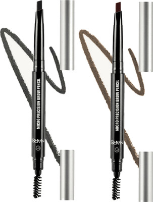 MARS 2 in 1 Micro Precision Very Smooth Eye Brow Pencil With Brush 8 g(Black & Brown)