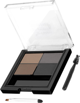 MARS 4 in1 Eyebrow Color Powder Cake Palette With 2 Brush 8 g(Black & Brown)