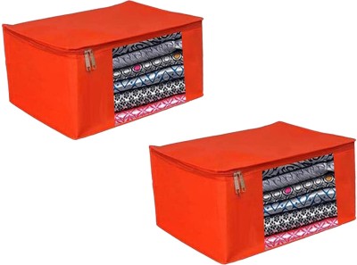 wini krafts 2 Non Woven Sonali Saree Cover Storage Bags Saree Organizer (pack OF 2) Red 2(Red)