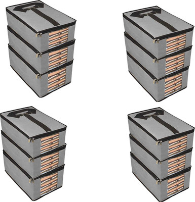 wini krafts 12 T Shirt cover Shirts Organizer Box For Clothes/Organizers Closet Clothes Set Of 12(Grey)