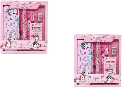 Shmaya Unicorn Stationery Sepack of 2 Geometry Box(Pink)
