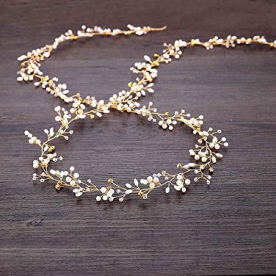 GOLDFINCH Beautiful Stones Hair Tiara Flexible Hair Accessories for Girls Women Pack of 1 Hair Band(White, Gold)