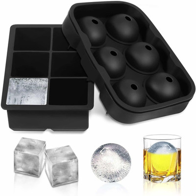 MoldBerry 6 Big Round & Square Ice cube tray Multicolor Silicone Ice Cube Tray(Pack of2)