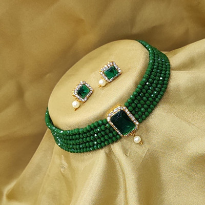 Padmavati Bangles Alloy Gold-plated Green Jewellery Set(Pack of 1)
