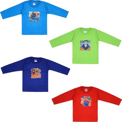 Spiffles Boys & Girls Printed Pure Cotton T Shirt(Multicolor, Pack of 4)