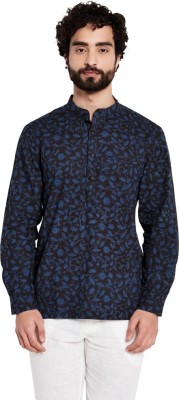 Fabindia Men Printed Straight Kurta(Blue)