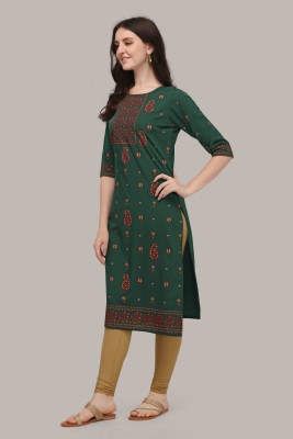 berrylicious Women Paisley Straight Kurta(Green)