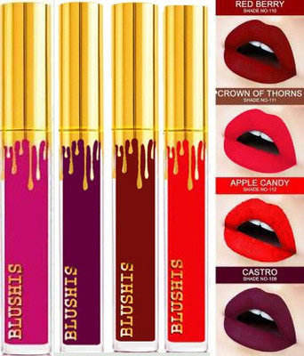 BLUSHIS Non Transfer Red Edition Liquid Matte Lipsticks Combo of 4(Red Edition, 24 ml)