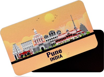 dhcrafts Flexible Rubber / Magnetic Card India Pune Design (8.6cm x5.4cm) Fridge Magnet Pack of 1(Orange)