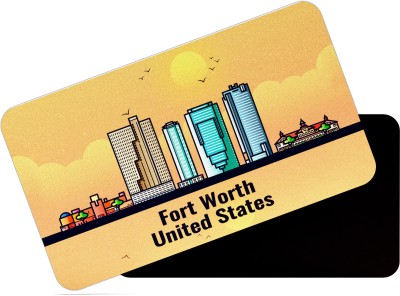 dhcrafts Flexible Rubber / Magnetic Card United States Fort Worth Design (8.6cm x5.4cm) Fridge Magnet Pack of 1(Orange)