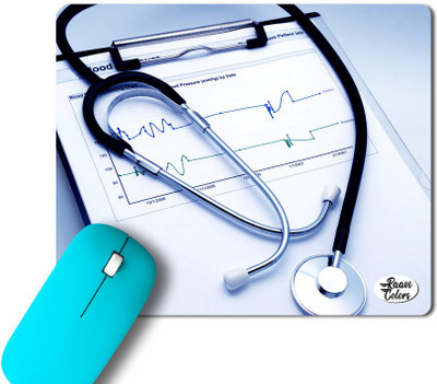 Raavi colors Stethoscope printed Non-Slippery rubber base Non Slip Base Mousepad(Gray)