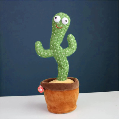 Haulsale Dancing Talking Cactus Plush Toy, Wriggle, Singing, Repeat What You Say-73(Green, Brown)