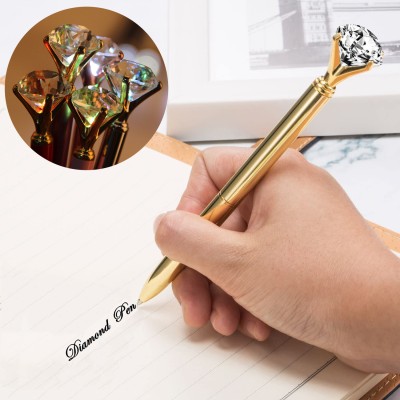 Alpyog Crystal Diamond Rose Gold Ballpoint Pen Set with Pen Gift Box Multi-function Pen(Pack of 4, Blue)